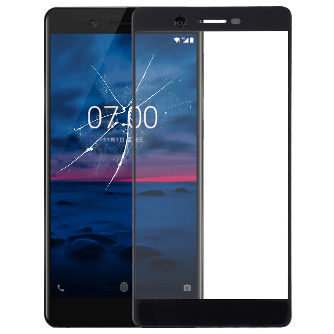 Outer Glass Front Screen Nokia 7 Black