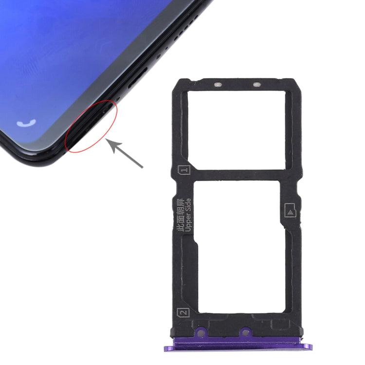 SIM Card Tray + SIM Card Tray / Micro SD Card Tray for Vivo X21 (Purple)