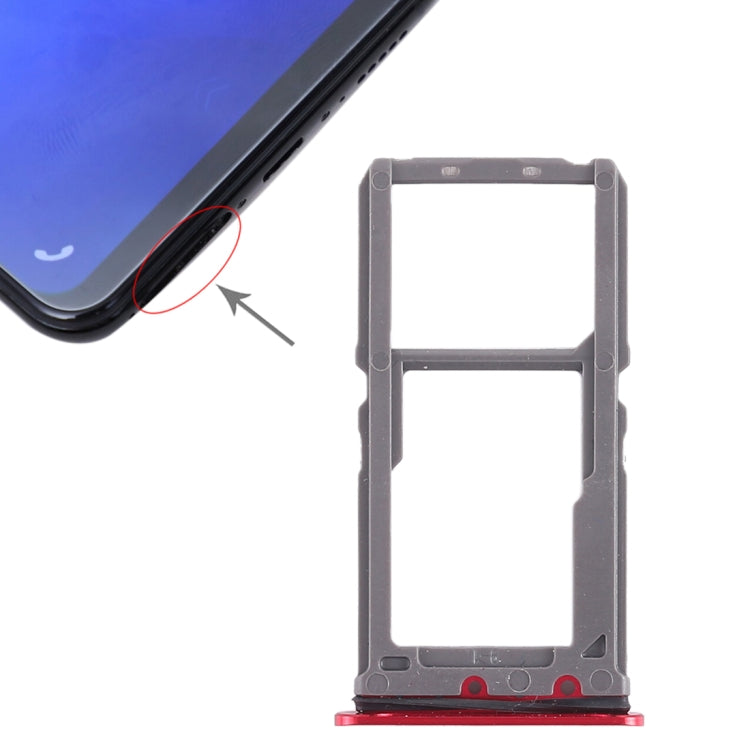 SIM Card Tray + SIM Card Tray / Micro SD Card Tray for Vivo X21 (Red)