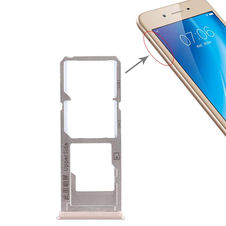 2 x Bandeja Para Tarjeta SIM + Bandeja Para Tarjeta Micro SD Para Vivo Y53 (Dorado)