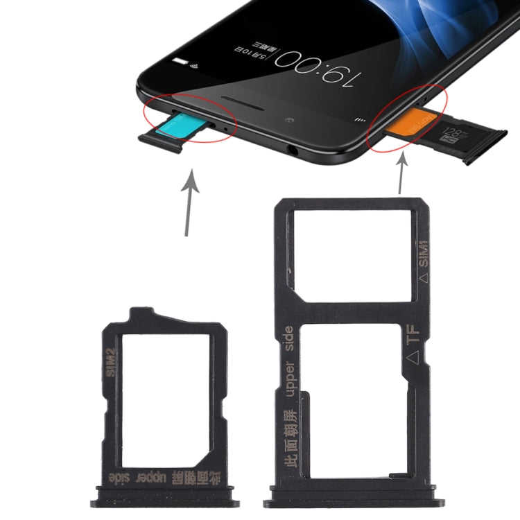 2 x SIM Card Tray + Micro SD Card Tray for Vivo Y66 (Black)