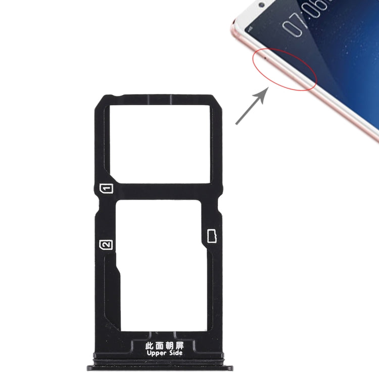 SIM Card Tray + SIM Card Tray / Micro SD Card Tray for Vivo X20 (Black)