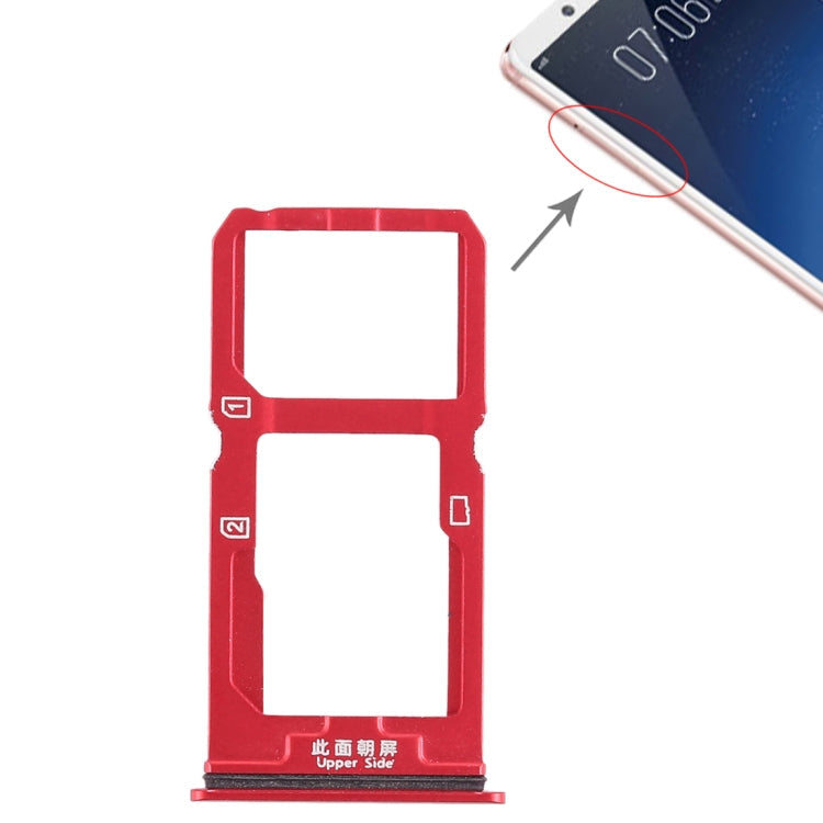 SIM Card Tray + SIM Card Tray / Micro SD Card Tray for Vivo X20 (Red)