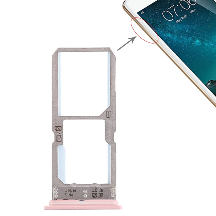 SIM Card Tray + SIM Card Tray / Micro SD Card Tray for vivo Y67 (Rose Gold)