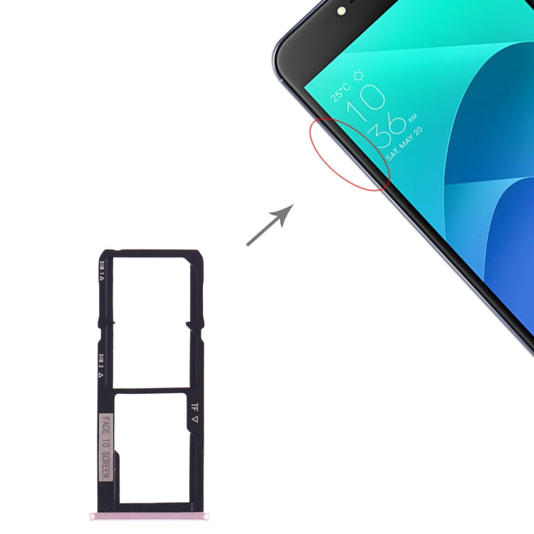 Bandeja de Tarjeta SIM + Bandeja de Tarjeta SIM + Bandeja de Tarjeta Micro SD Para Asus Zenfone 4 Selfie ZD553KL / ZB553KL (Oro Rosa)