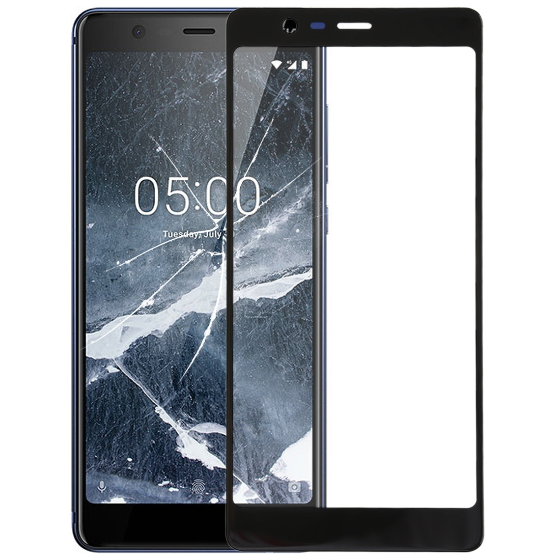 Outer Glass Front Screen Nokia 5.1 TA 1024 1027 1044 1053 1008 Black