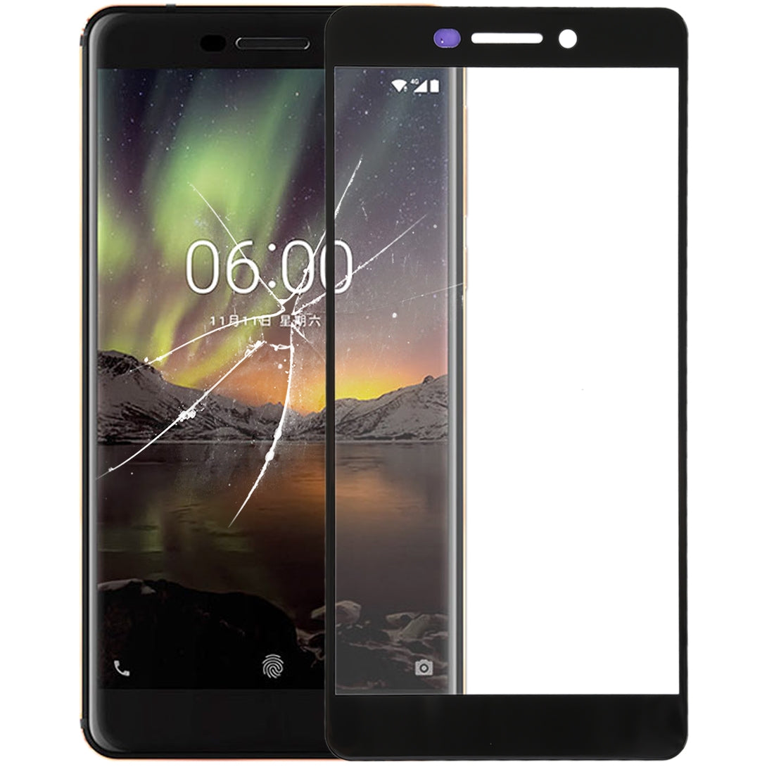 Outer Glass Front Screen Nokia 6 2018 6.1 SCTA-1043 TA-1045 1050 Black