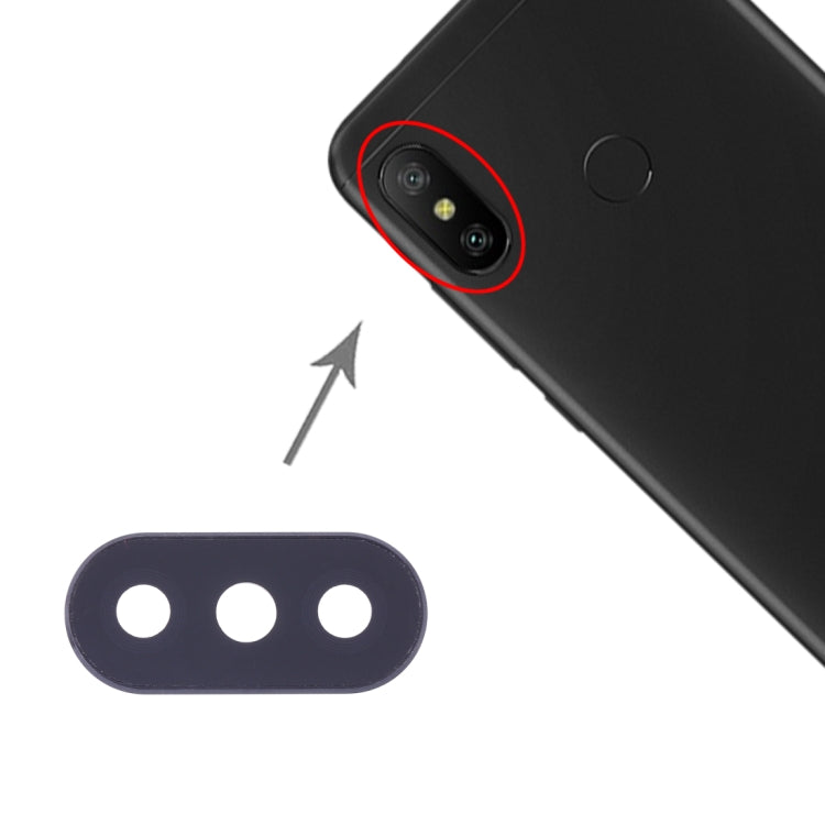 10 caches d'objectif d'appareil photo pour Xiaomi Redmi 6 Pro / MI A2 Lite (noir)