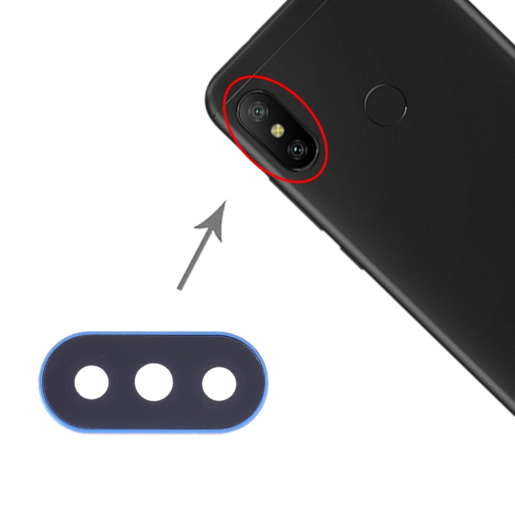 10 caches d'objectif de caméra PCS pour Xiaomi Redmi 6 Pro / MI A2 Lite (Bleu)
