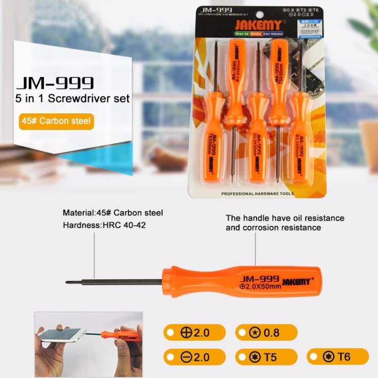 JAKEMY JM-999 Juego de Destornilladores de Precisión 5 en 1 Juego de Herramientas de apertura de Reparación de Acero al carbono