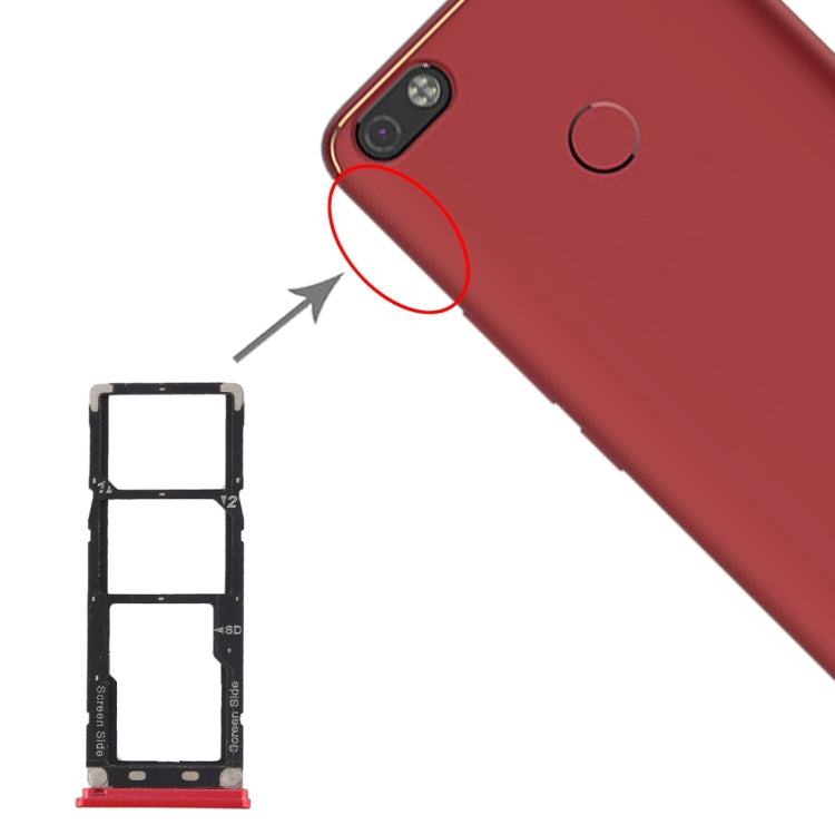 Plateau de carte SIM + plateau de carte SIM + plateau de carte Micro SD pour Tecno Camon X Pro CA8 (rouge)