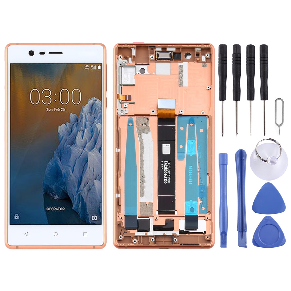 Ecran complet LCD + Tactile + Châssis Nokia 3 TA-1032 Or