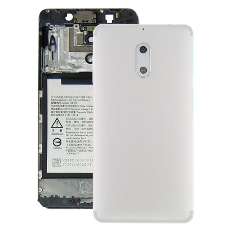 Battery Back Cover with Camera Lens and Side Keys for Nokia 6 TA-1000 TA-1003 TA-1021 TA-1025 TA-1033 TA-1039 (White)