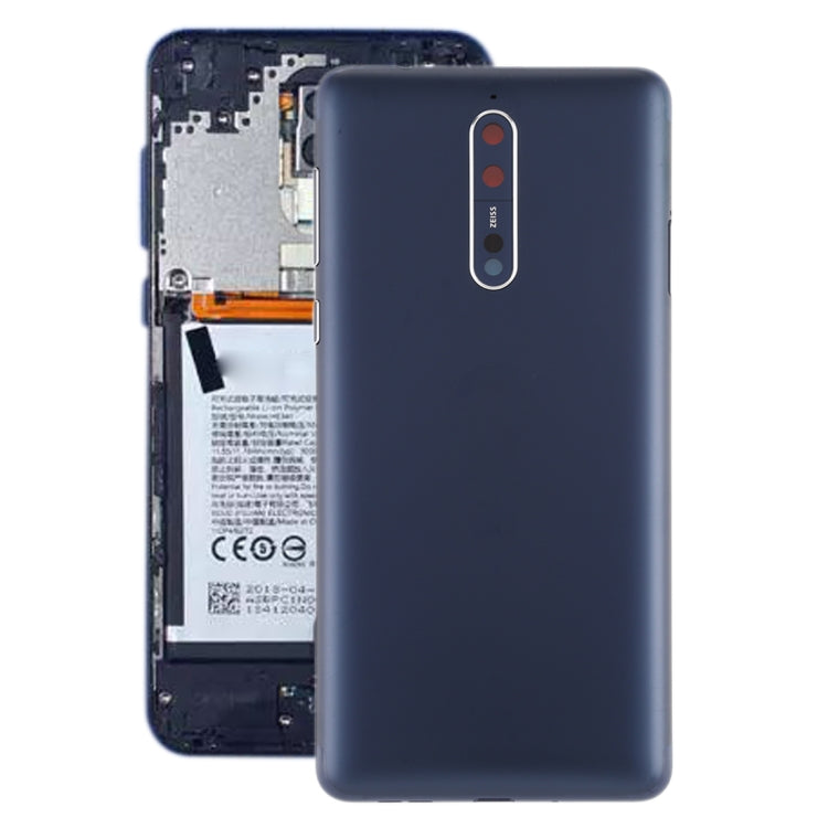 Battery Back Cover with Camera Lens and Side Keys for Nokia 8 / N8 TA-1012 TA-1004 TA-1052 (Blue)