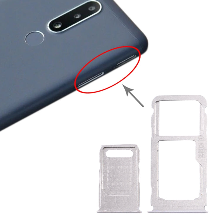 Bandeja de Tarjeta SIM + Bandeja de Tarjeta SIM + Bandeja de Tarjeta Micro SD Para Nokia 3.1 Plus (Blanco)