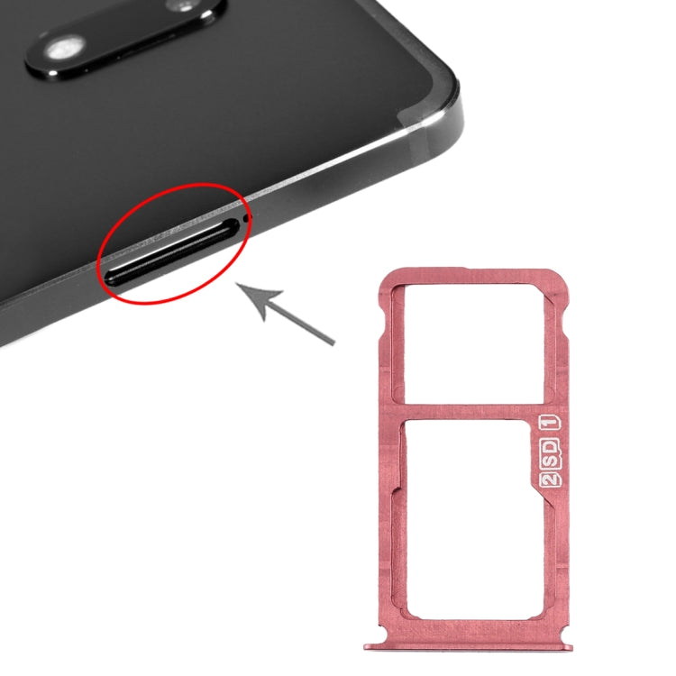 Bandeja de Tarjeta SIM + Bandeja de Tarjeta SIM / Bandeja de Tarjeta Micro SD Para Nokia 7 Plus TA-1062 (Rojo purpúreo)