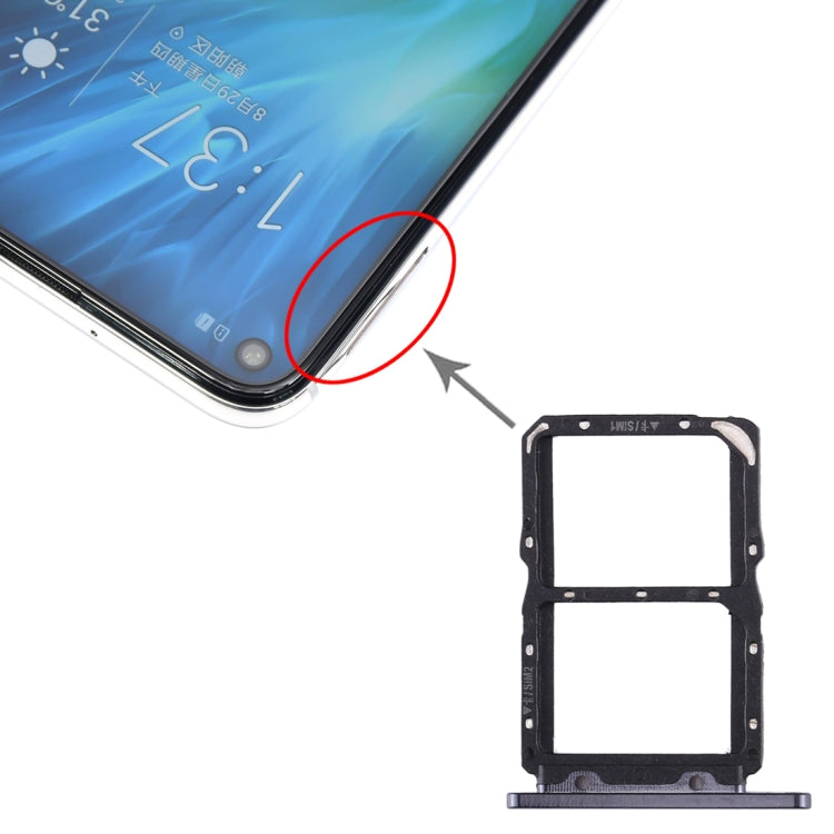 SIM Card Tray + SIM Card Tray For Huawei Honor 20S (Black)