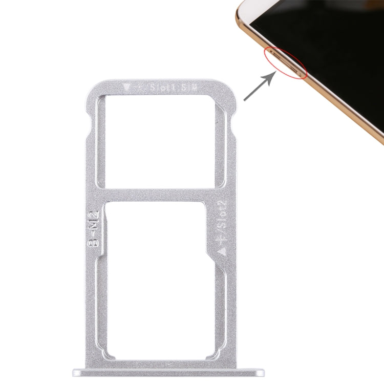 SIM Card Tray + SIM Card / Micro SD Card Tray for Huawei G9 Plus (Silver)