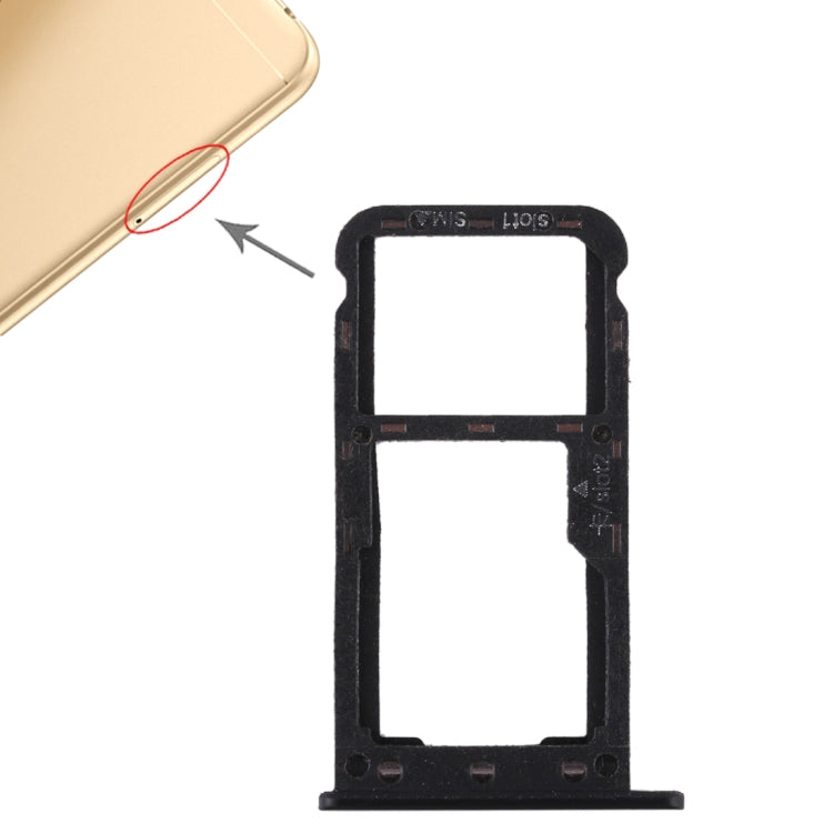 SIM Card Tray + SIM Card / Micro SD Card Tray for Huawei Enjoy 7 (Black)