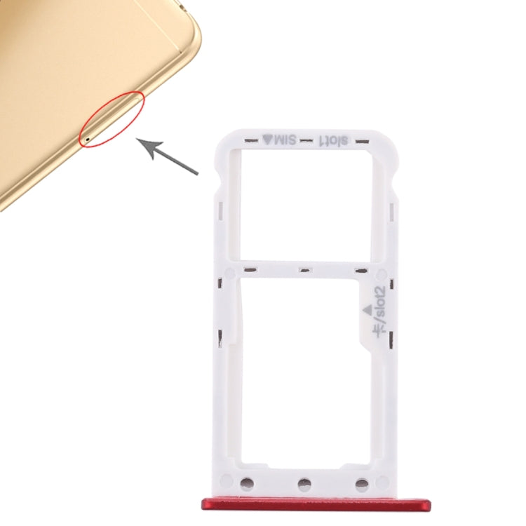 SIM Card Tray + SIM Card / Micro SD Card Tray for Huawei Enjoy 7 (Red)