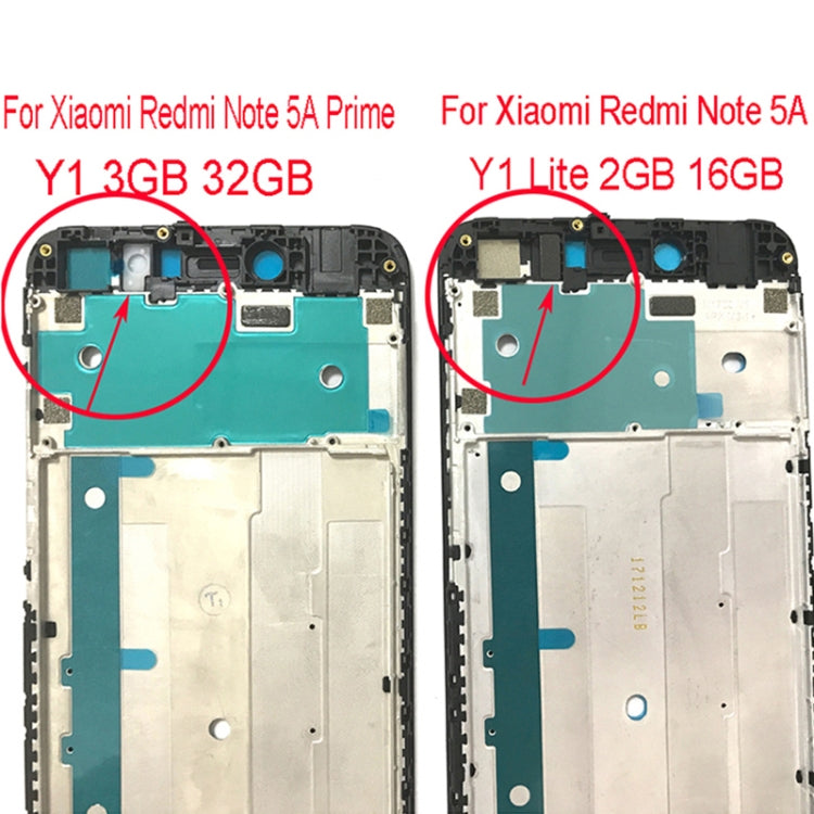 Lunette de cadre LCD du boîtier avant pour Xiaomi Redmi Note 5A Prime / Y1 (Blanc)