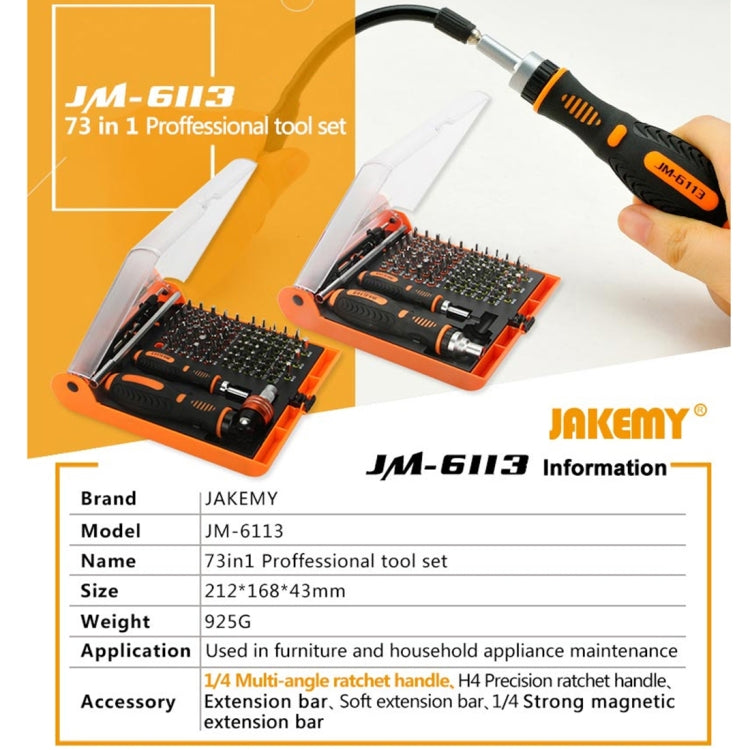 JAKEMY JM-6113 73 en 1 Juego de Herramientas de Reparación de Destornilladores Para el hogar