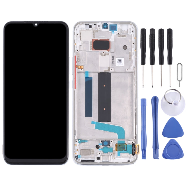 Original Amoled Material LCD Screen and Digitizer Full Assembly with Frame for Xiaomi MI 10 Lite 5G (Silver)