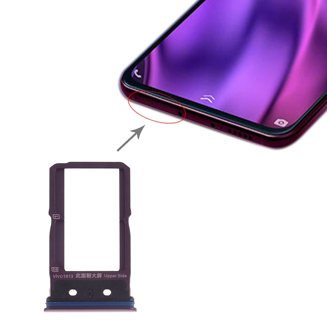 Dual SIM Vivo NEX Dual Purple SIM Holder Tray