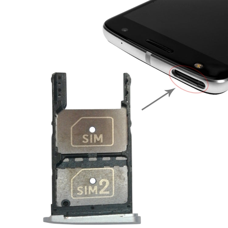2 Bandeja Para Tarjeta SIM + Bandeja Para Tarjeta Micro SD Para Motorola Moto Z Play (Plata)