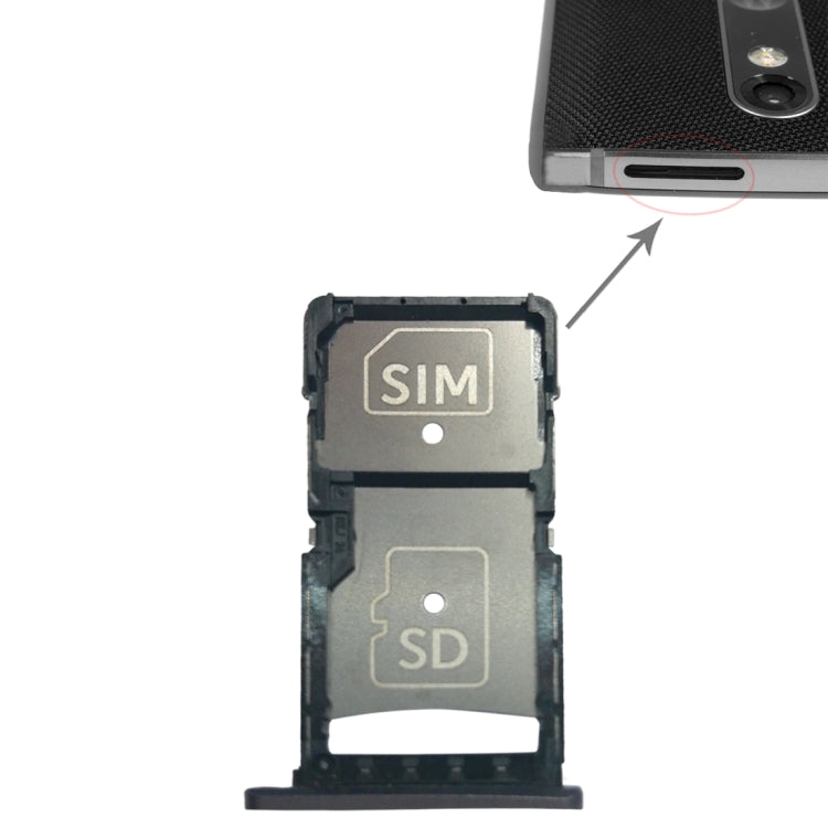 SIM Card Tray + Micro SD Card Tray for Motorola Droid Turbo 2 / XT1585 (Grey)