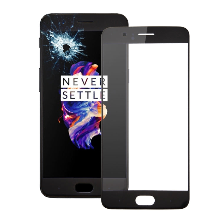 Lentille en verre extérieure de l'écran avant OnePlus 5 (noir)