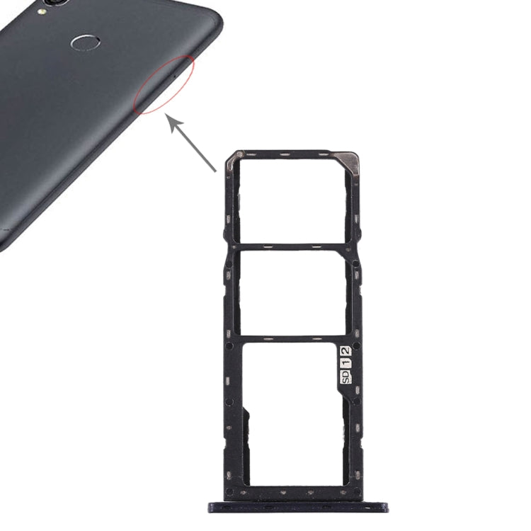 SIM Card Tray + SIM Card Tray + Micro SD Card Tray for Asus Zenfone Max Pro (M1) ZB601KL ZB602KL (Black)