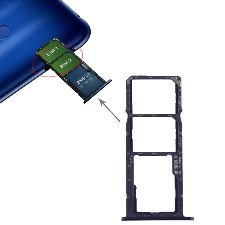 Tiroir Carte SIM + Tiroir Carte Micro SD pour Huawei Honor 8C (Bleu)