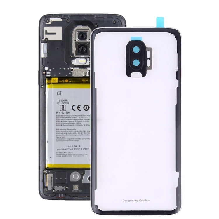 Coque arrière de batterie avec objectif d'appareil photo pour OnePlus 6T (transparent)