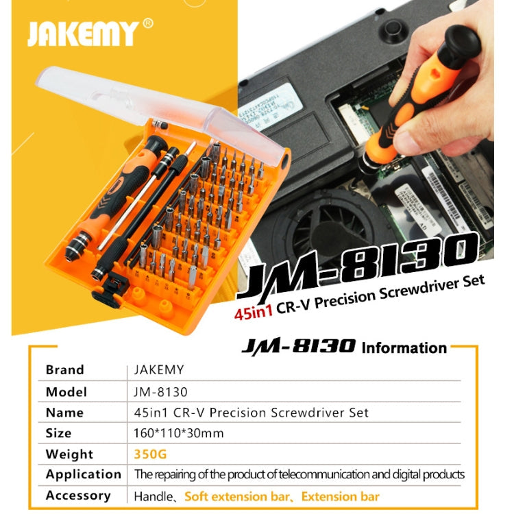 JAKEMY JM-8130 Juego de Destornilladores de Precisión Magnéticos intercambiables 45 en 1