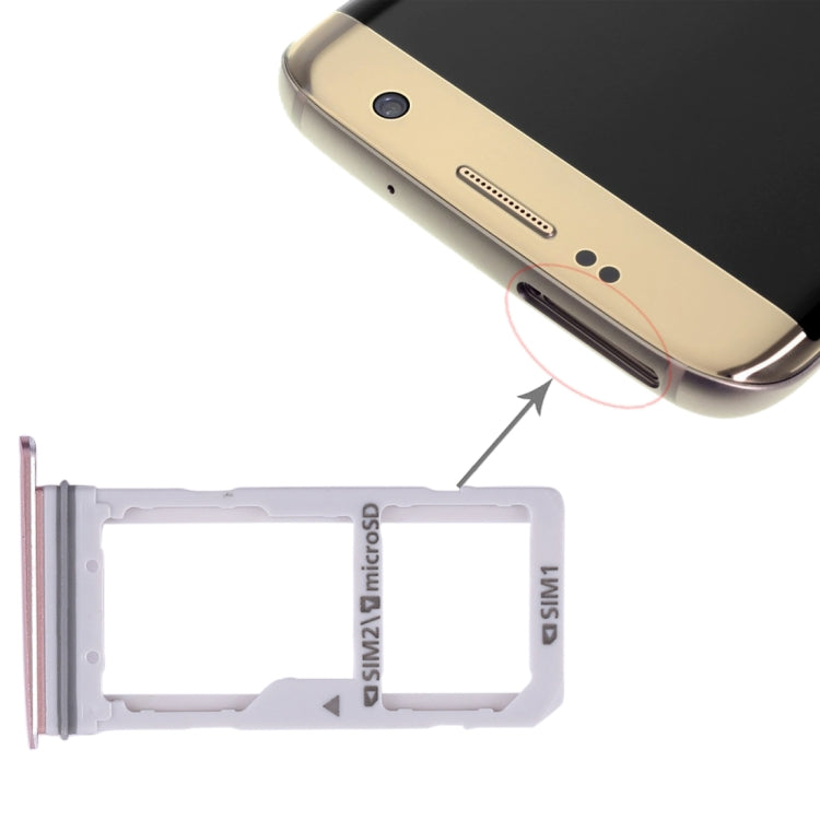 2 SIM-Kartenfach / Micro-SD-Kartenfach für Samsung Galaxy S7 Edge (Pink)