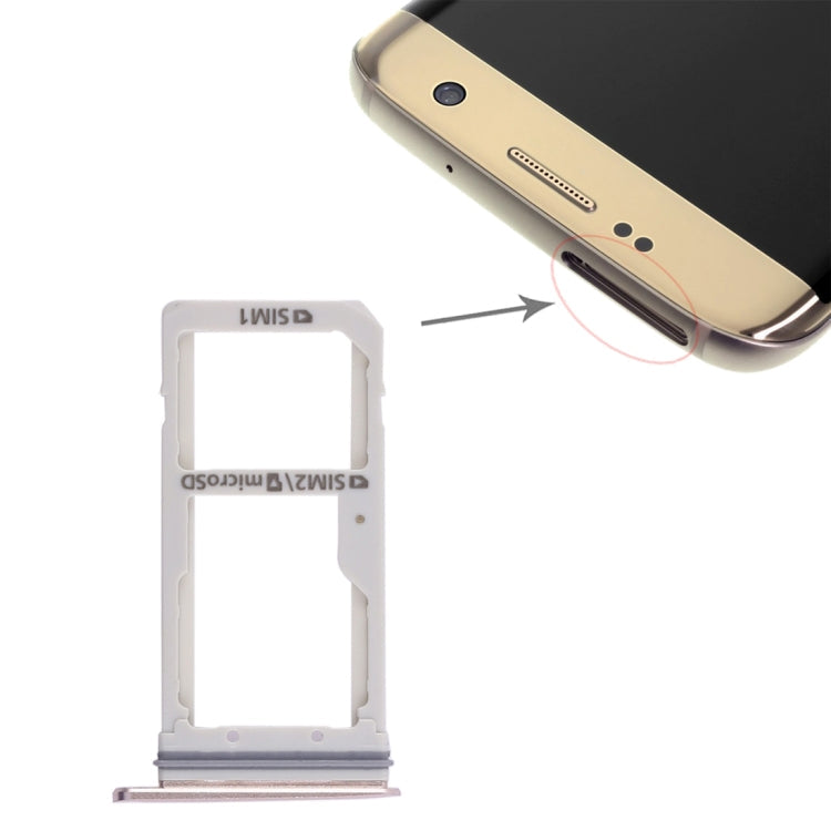 2 SIM Card Tray / Micro SD Card Tray for Samsung Galaxy S7 Edge (Gold)