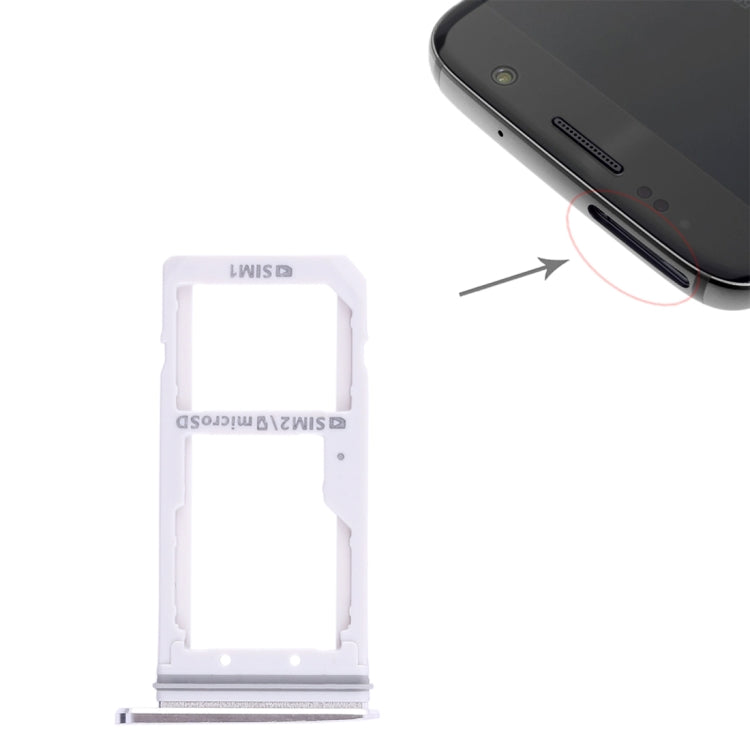 2 SIM Card Tray / Micro SD Card Tray for Samsung Galaxy S7 (White)