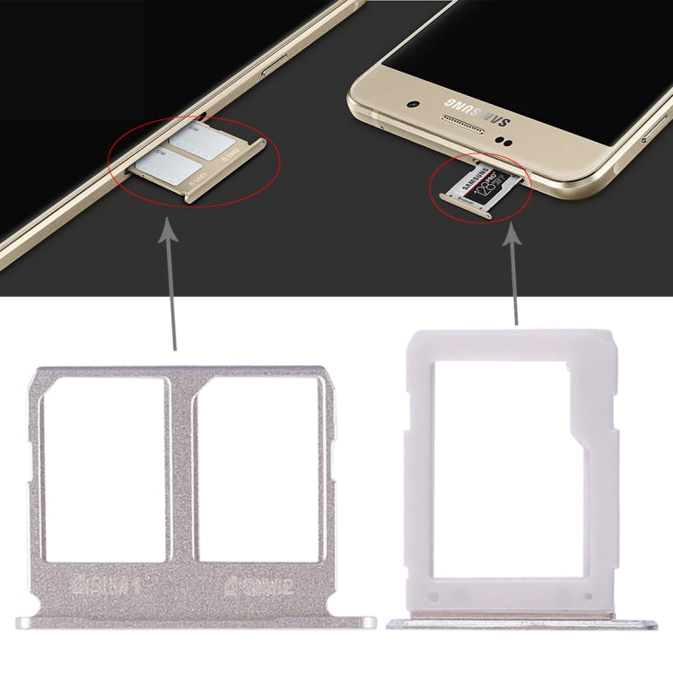 2 SIM Card Tray + Micro SD Card Tray for Samsung Galaxy A9100 / A9 (2016) (Gold)