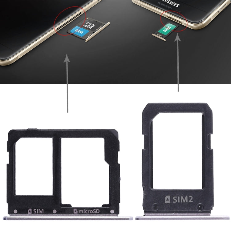 2 SIM Card Tray + Micro SD Card Tray for Samsung Galaxy A5108 / A7108 (Grey)