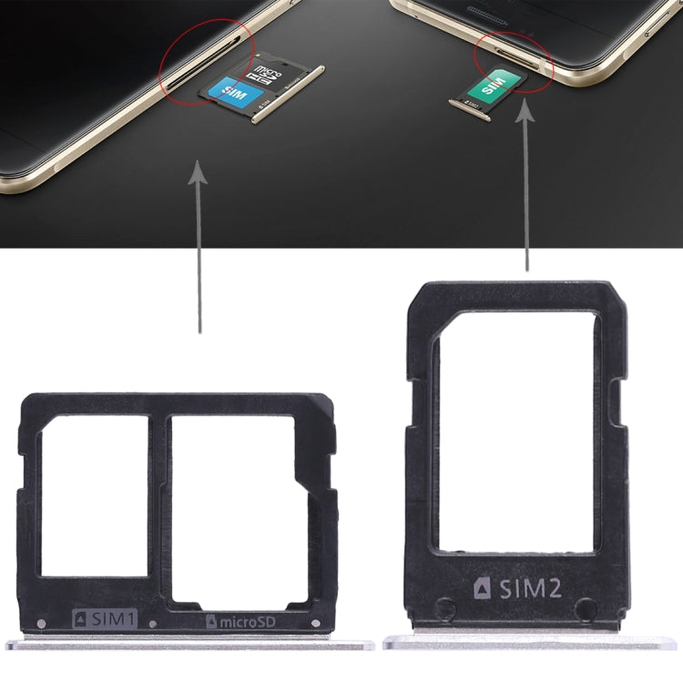 2 SIM Card Tray + Micro SD Card Tray for Samsung Galaxy A5108 / A7108 (White)