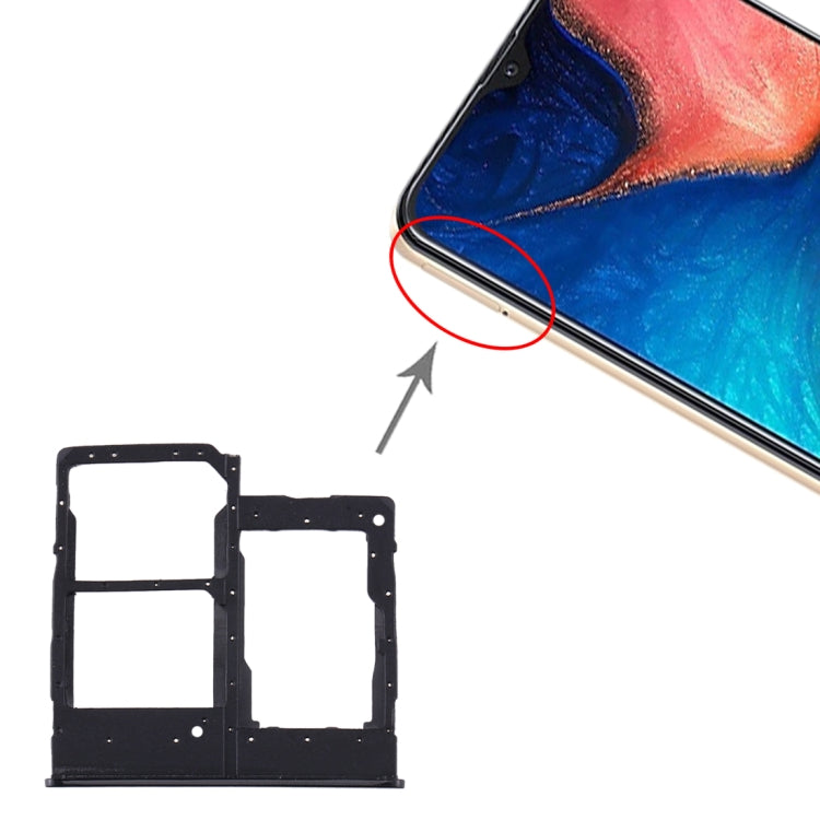 SIM Card Tray + Micro SD Card Tray for Samsung Galaxy A20e (Black)