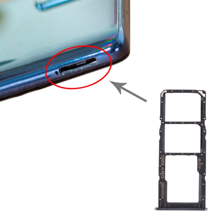 SIM Card Tray + Micro SD Card Tray for Samsung Galaxy A71 (Black)