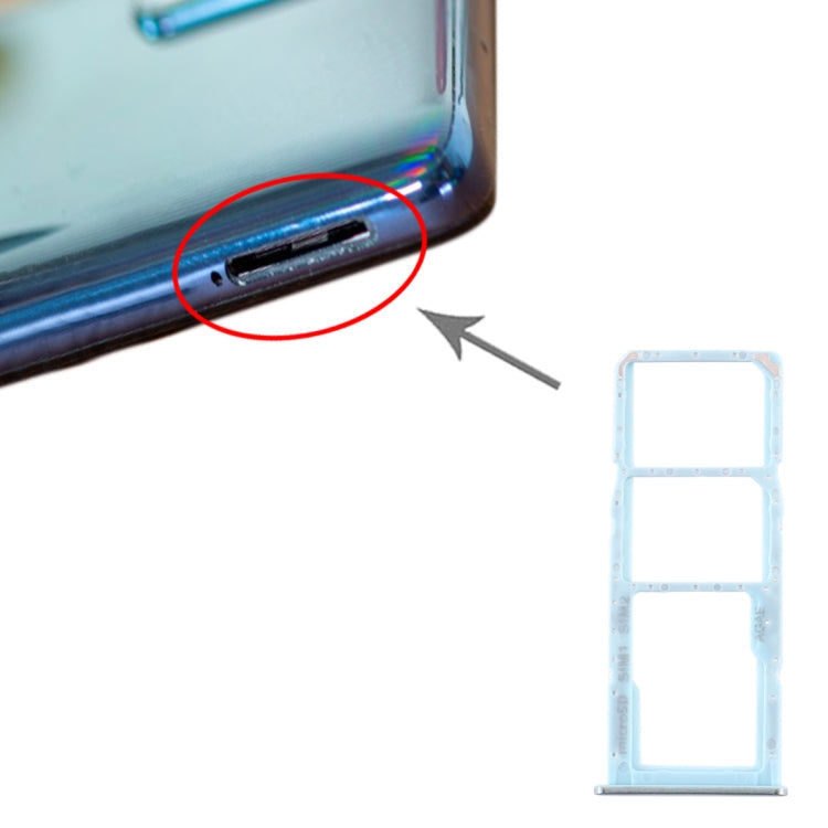 SIM Card Tray + Micro SD Card Tray for Samsung Galaxy A71 (Blue)