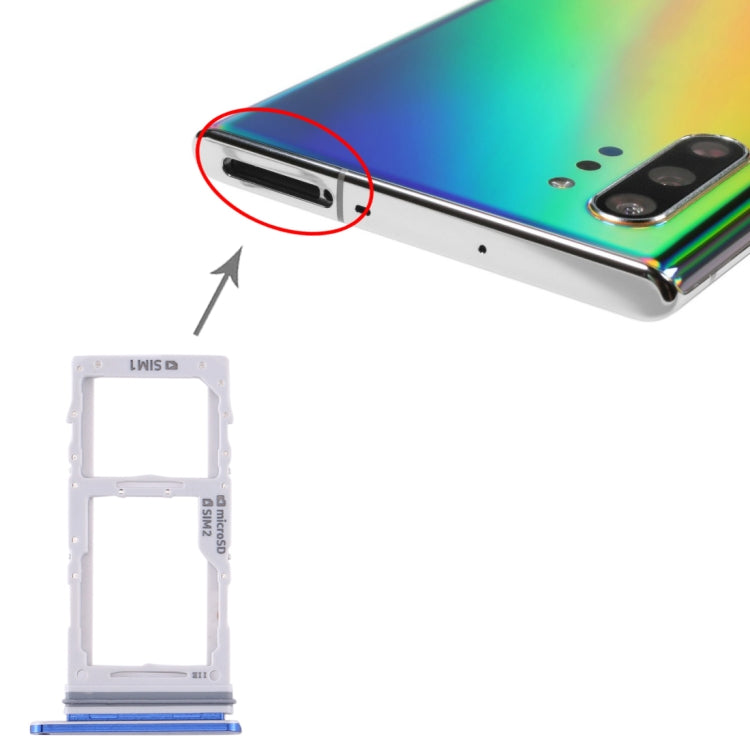 Plateau de carte SIM / Plateau de carte Micro SD pour Samsung Galaxy Note 10 + (Bleu)