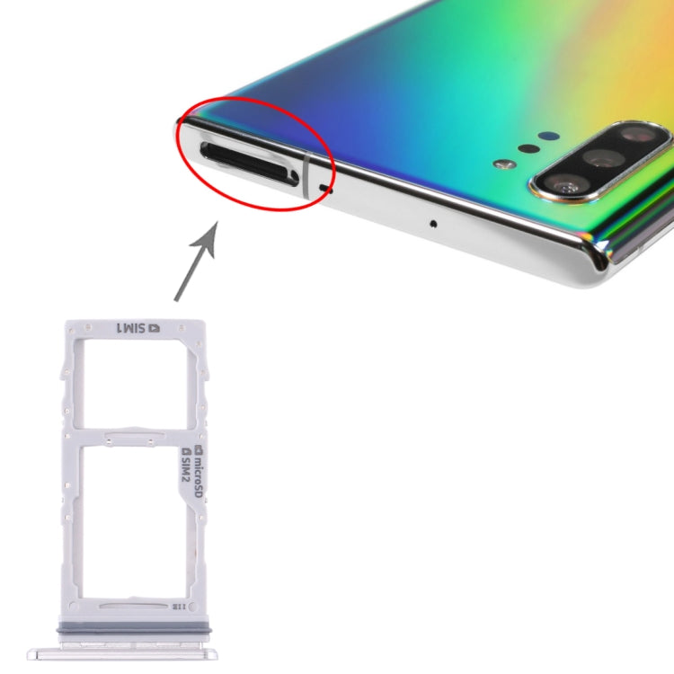 Plateau de carte SIM / Plateau de carte Micro SD pour Samsung Galaxy Note 10+ (Blanc)