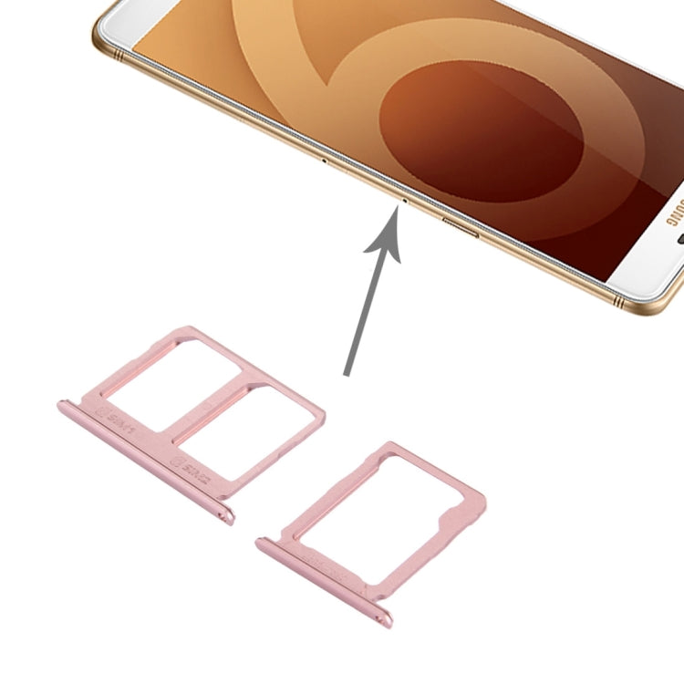 SIM Card Tray + Micro SD Card Tray for Samsung Galaxy C9 Pro / C9000 (Rose Gold)