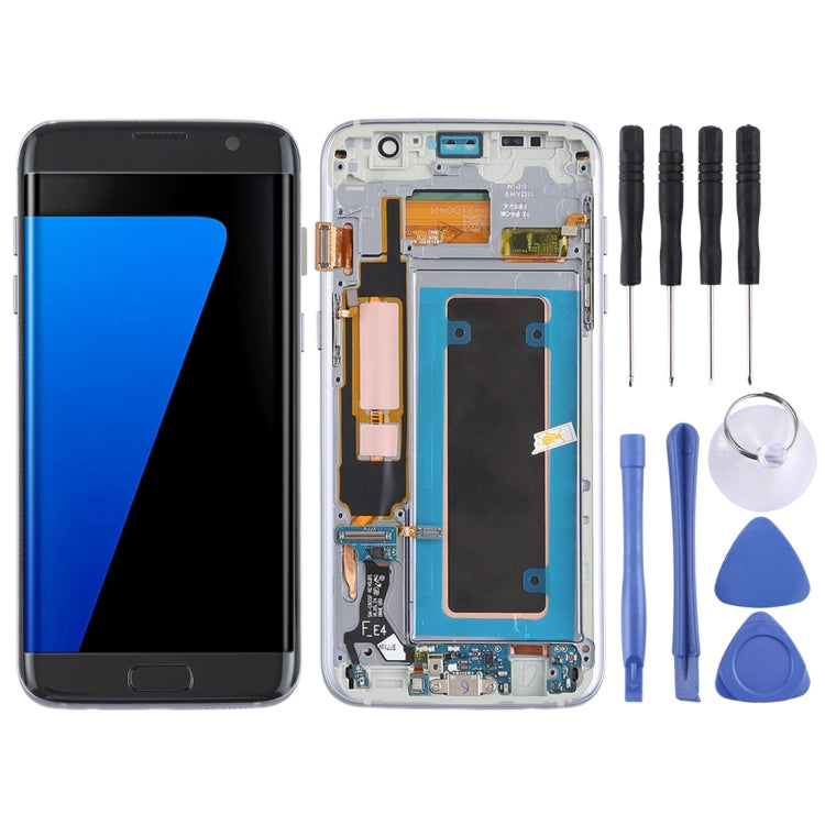 Écran LCD Super AMOLED d'origine et numériseur tactile (avec cadre/câble flexible de port de charge/câble flexible de bouton d'alimentation/câble flexible de bouton d'alimentation) pour Samsung Galaxy S7 Edge/G935F/G935FD (noir)