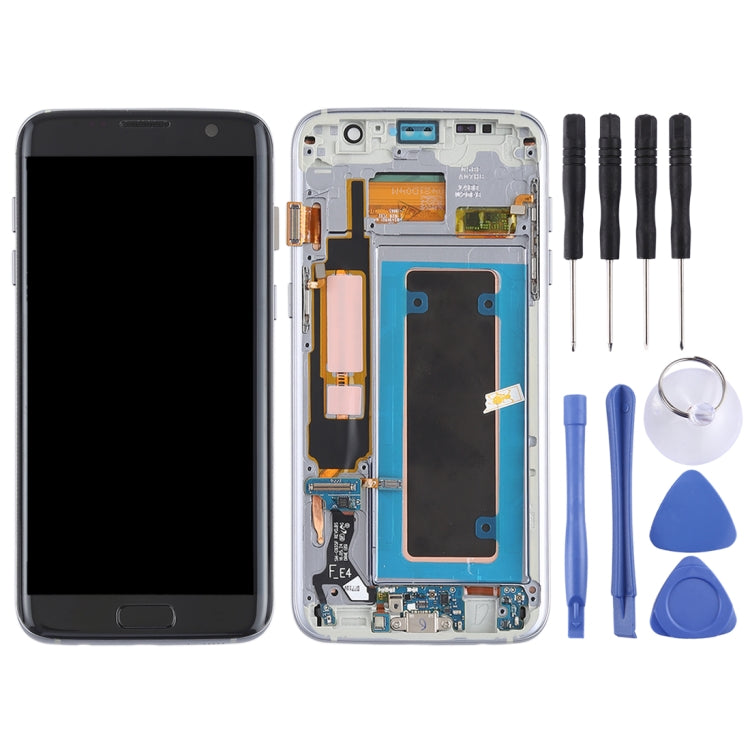 Pantalla LCD Super AMOLED Original y Táctil Digitalizador (con marco / Cable Flex del Puerto de Carga / Cable Flex del Botón de Encendido / Cable Flex del botó ... umen) para Samsung Galaxy S7 Edge / G935F / G935FD (Negro)