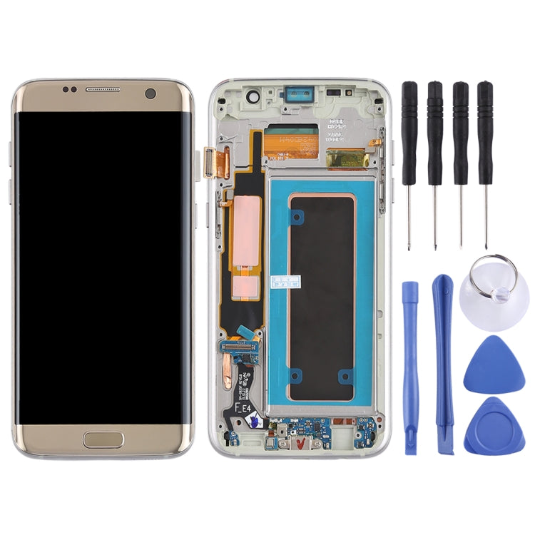 Écran LCD Super AMOLED d'origine et numériseur tactile (avec cadre / câble flexible du port de charge / câble flexible du bouton d'alimentation / câble flexible du bouton de volume) pour Samsung Galaxy S7 Edge / G935F / G935FD (Or)